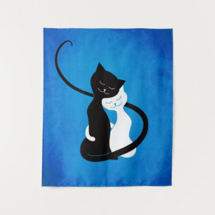 Cute Cats In Love Blue Cat Lover Tapestry