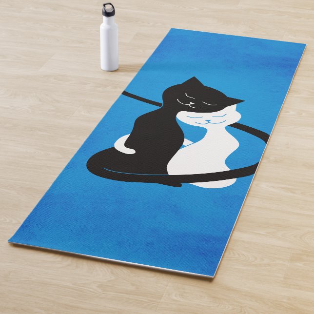 Cute Cats In Love Blue Cat Lover Yoga Mat (In Situ)