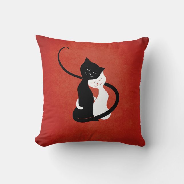 Cute Cats In Love Red Cat Lover Cushion (Front)