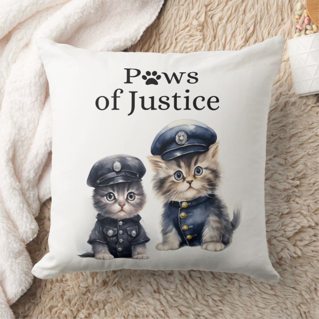 Cute Cats in Police Uniforms Paws of Justice  Cushion (Blanket)