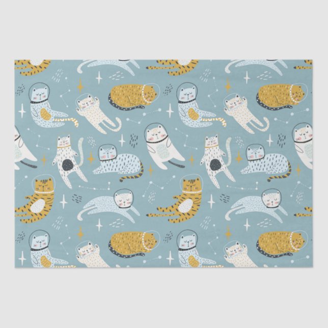 Cute cats in silly space suits children's pattern tissue paper (Front)