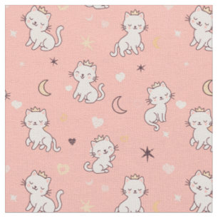 cute cats in the crown fabric