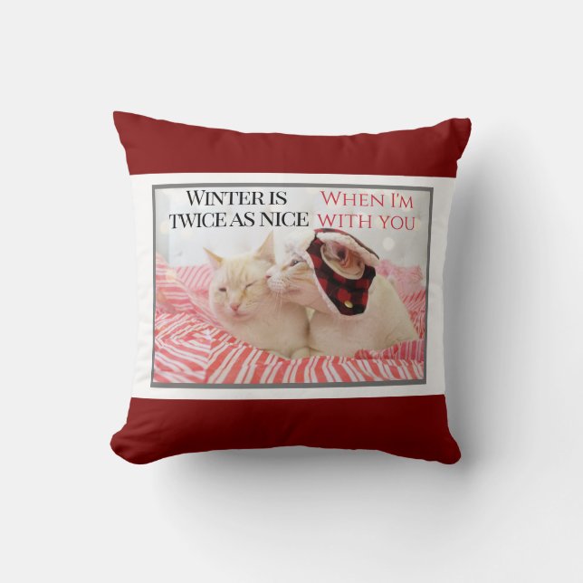 Cute Cats In Winter Flannel Hat Christmas Cushion (Front)