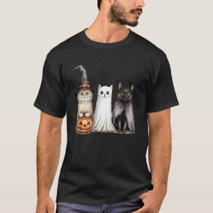 Cute Cats in Witch Ghost Vampire Costume Halloween T-Shirt
