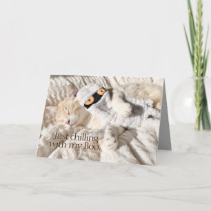 Cute Cats Just Chilling With My Boo Halloween Card