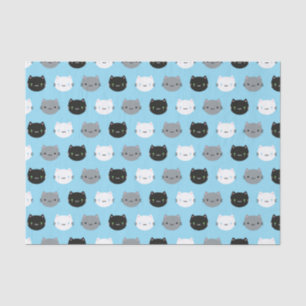 Cute Cats & Kawaii Kittens (Blue) Tissue Paper
