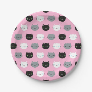 Cute Cats & Kawaii Kittens (Pink) Paper Plate