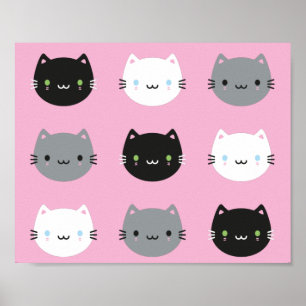 Cute Cats & Kawaii Kittens (Pink) Poster