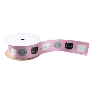 Cute Cats & Kawaii Kittens (Pink) Satin Ribbon