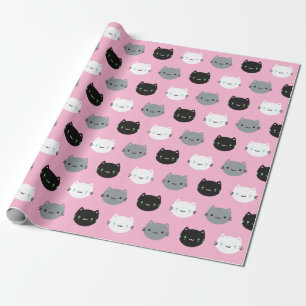 Cute Cats & Kawaii Kittens (Pink) Wrapping Paper