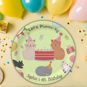 Cute Cats Kid's Birthday Party Paper Plate