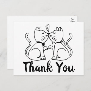 Cute Cats Kissing Kiitties Black White Wedding  Postcard