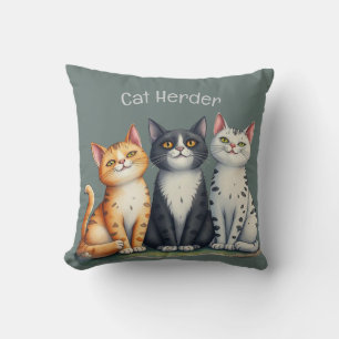 Cute Cats Kittens Looking Happy Grey  Cushion