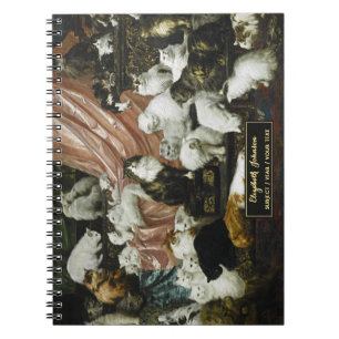 Cute Cats Kittens Vintage Art Gold Monogram Sketch Notebook