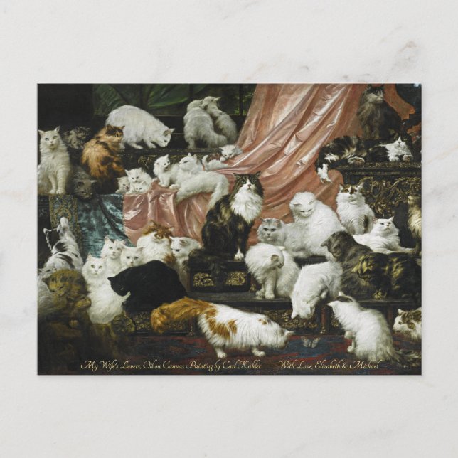 Cute Cats Kittens Vintage Fine Art Personalized Postcard (Front)