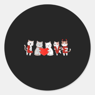 Cute Cats Love Valentine Design For Men Women Kids Classic Round Sticker