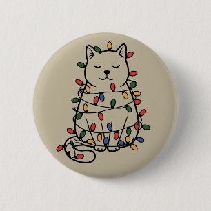 Cute Cats Lover Christmas Lights Cat Mom Xmas 6 Cm Round Badge