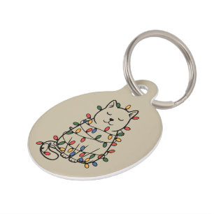 Cute Cats Lover Christmas Lights Cat Mom Xmas Pet Tag