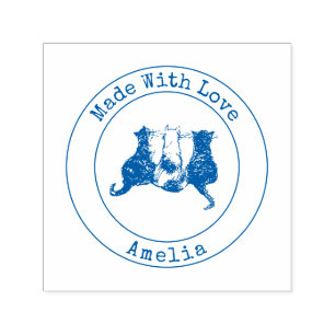 Cute Cats Made with love self-inking stamp