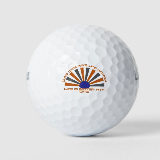 Cute Cats Make Life Happier Quote Design Golf Balls (Front)