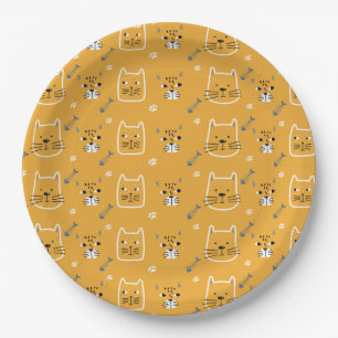 Cute Cats Modern Pattern Paper Plate