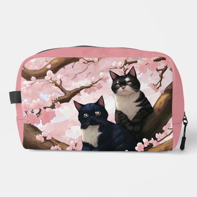 Cute Cats On A Cherry Blossom Tree Dopp Kit (Front)