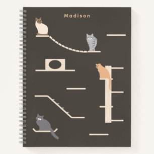 Cute Cats on Cat Wall Furniture Dark Grey  Notebook