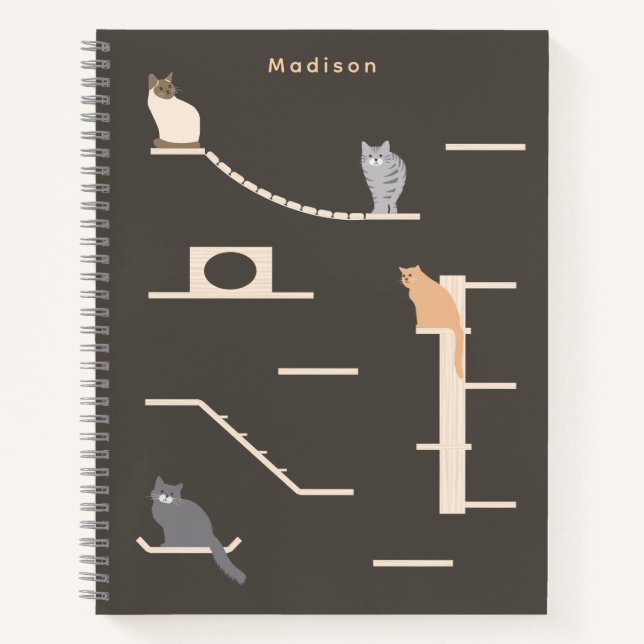 Cute Cats on Cat Wall Furniture Dark Grey  Notebook (Front)