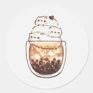 Cute Cats on Cup of Coffee Classic Round Sticker