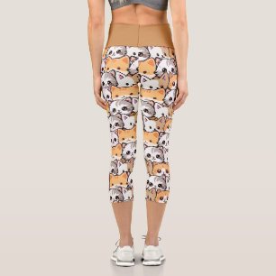 Cute cats orange kitten pet Seamless Pattern Capri Leggings