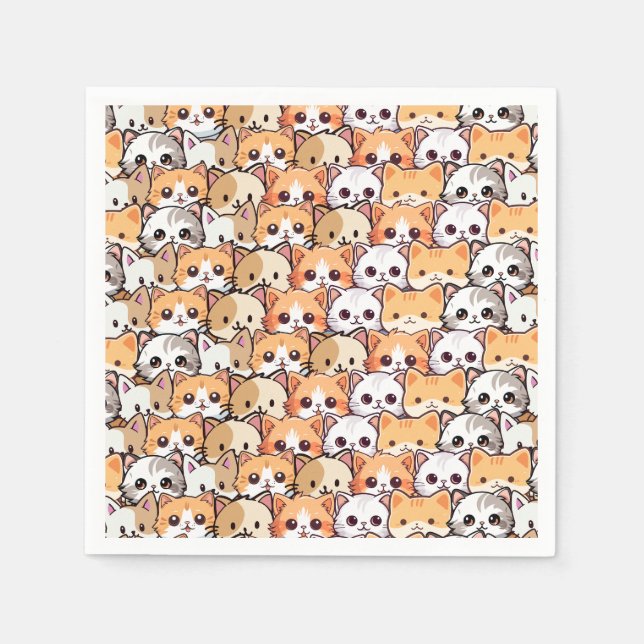 Cute cats orange kitten pet Seamless Pattern Napkin (Front)