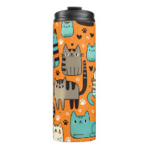 Cute Cats Orange Thermal Tumbler