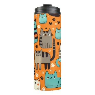 Cute Cats Orange Thermal Tumbler