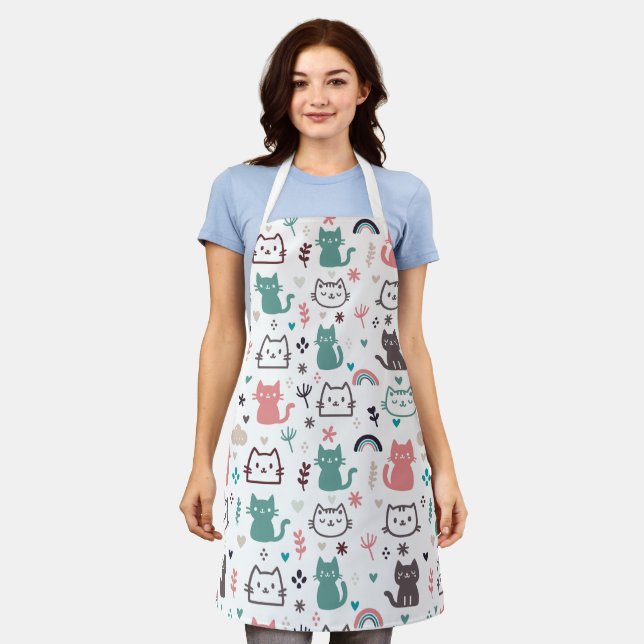 Cute Cats Pattern Apron (Worn)