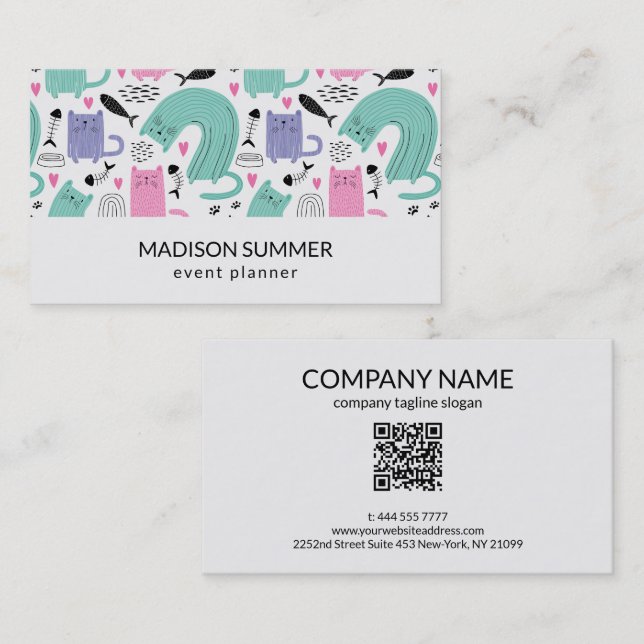 Cute Cats Pattern Business Card (Front/Back)