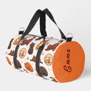 Cute Cats Pattern Custom Monogram Name Kids Duffle Bag