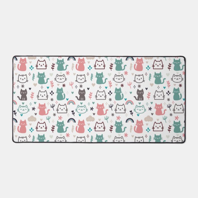 Cute Cats Pattern Desk Mat (Front)