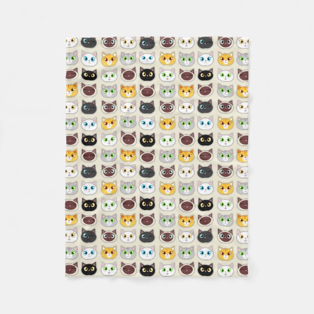 Cute Cats Pattern Fleece Blanket (Front)