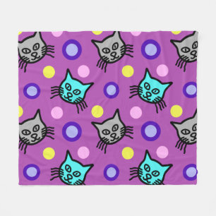 Cute Cats Pattern in Violet Medium Fleece Blanket