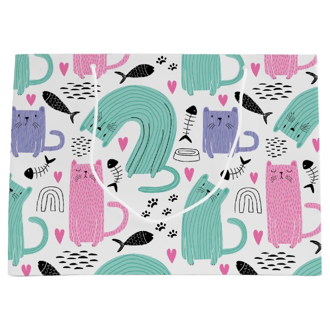 Cute Cats Pattern Large Gift Bag (Front)