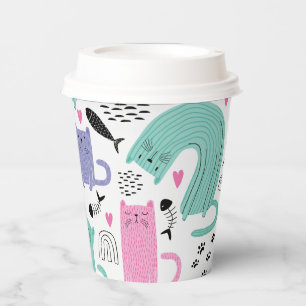 Cute Cats Pattern Paper Cups