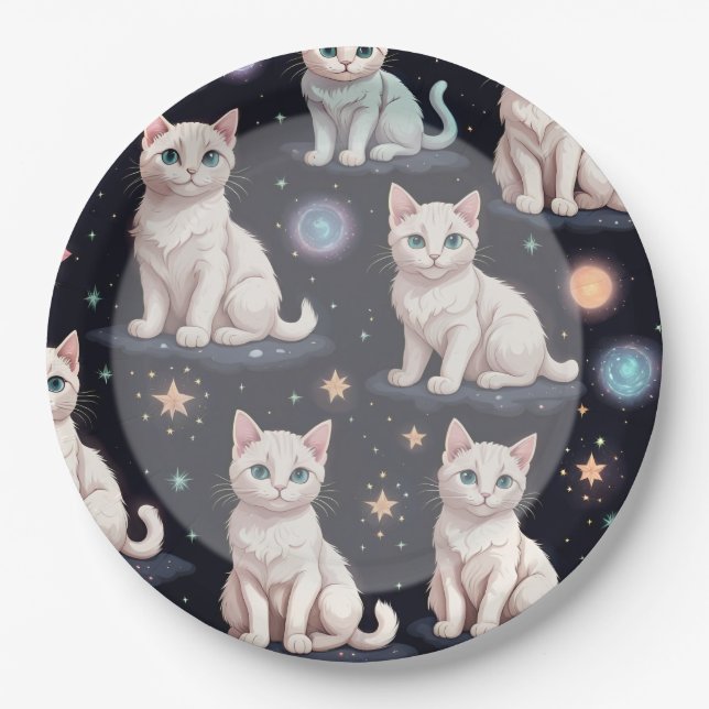 Cute Cats Pattern  Paper Plate (Front)