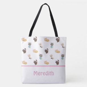 Cute Cats Pattern Personalised Tote Bag