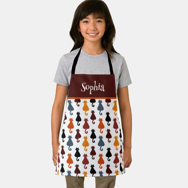 Cute Cats Pattern Personalized Kids Apron (Insitu)