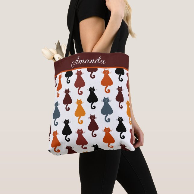 Cute Cats Pattern Personalized Tote Bag (Close Up)