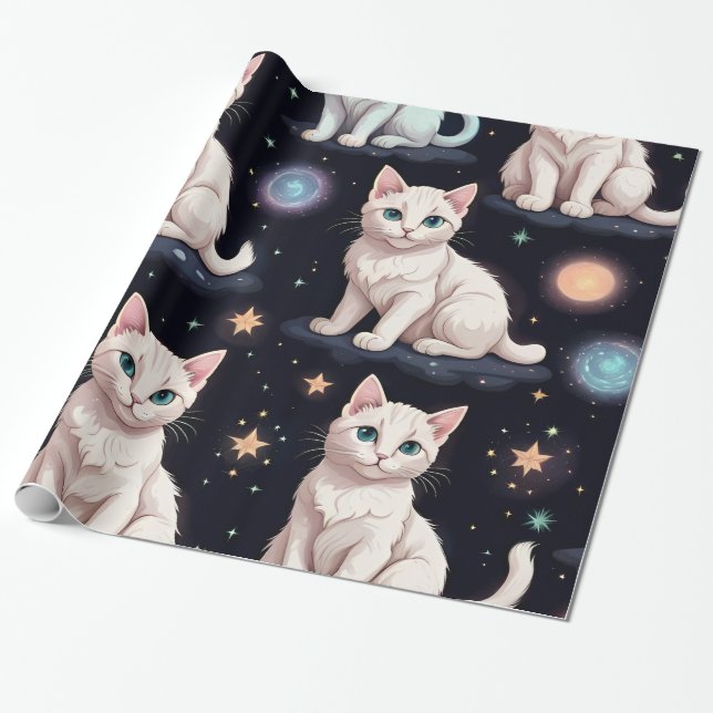 Cute Cats Pattern  Wrapping Paper (Unrolled)