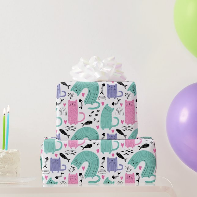 Cute Cats Pattern Wrapping Paper (Party Gifts)