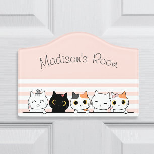 Cute Cats Personalised Door Sign