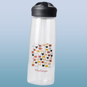 Cute Cats Personalised Water Bottle