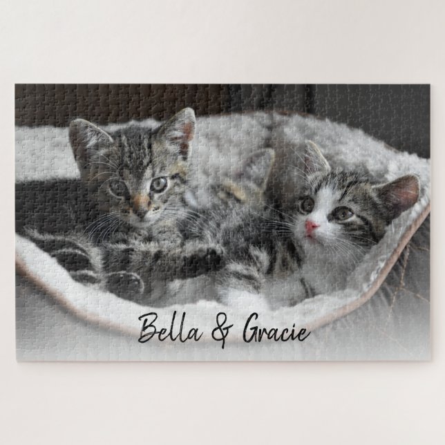 Cute Cats Pet Photo Personalised Custom Pets Jigsaw Puzzle (Horizontal)